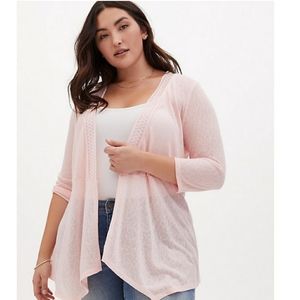 Torrid pink peach lace inset cardigan